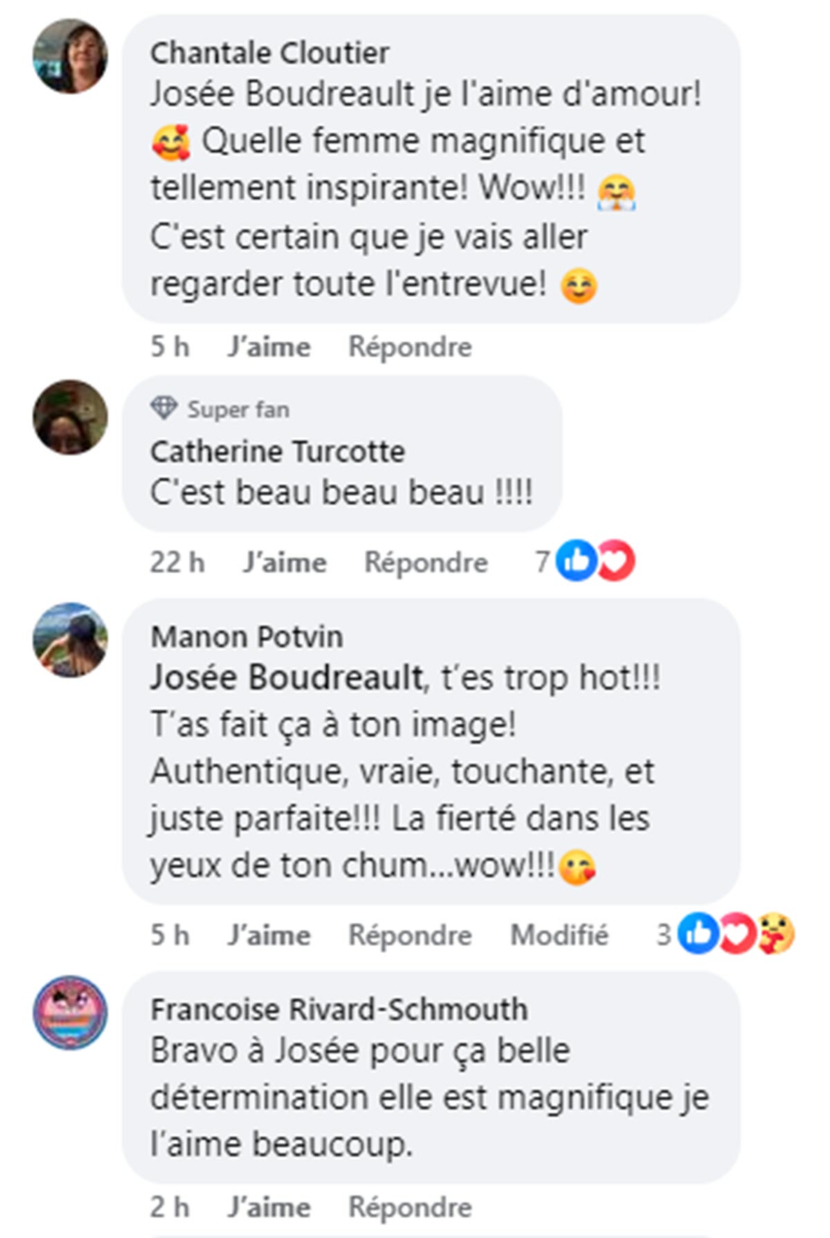 josee boudreault commentaires facebook