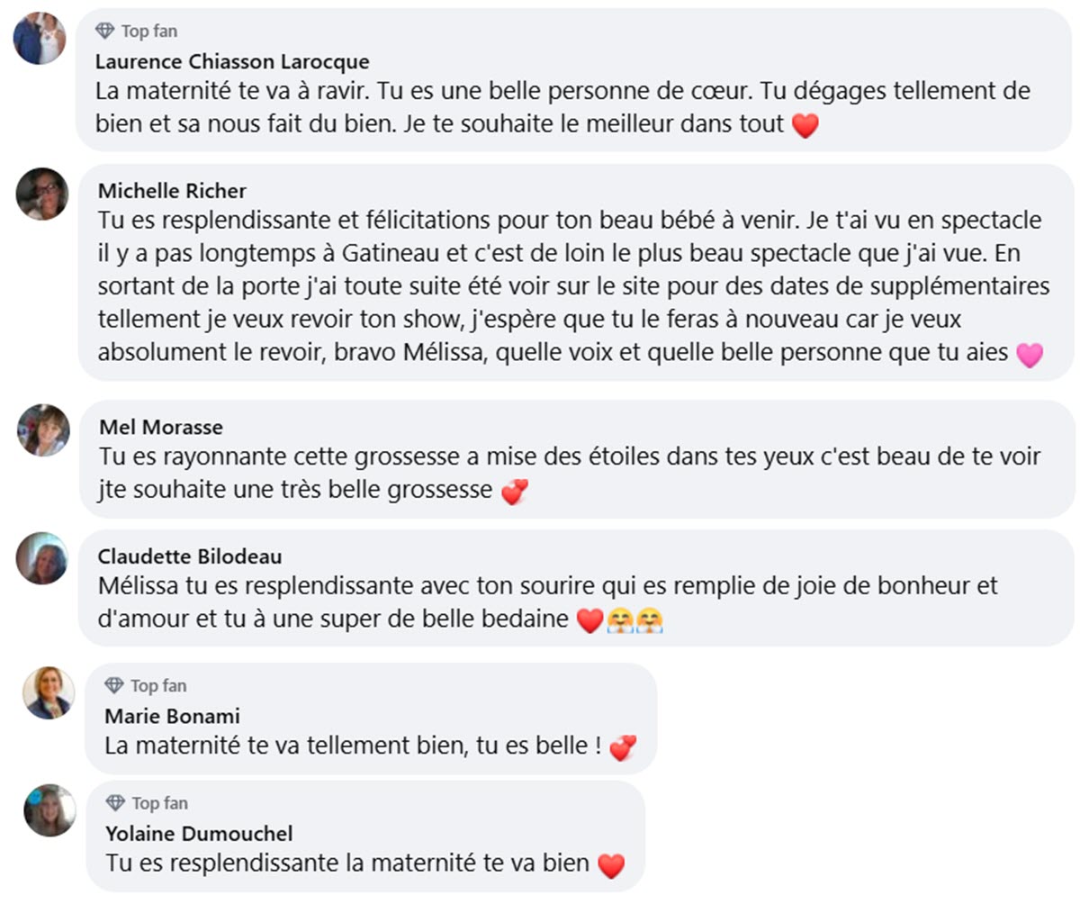 mélissa bédard commentaire grossesse