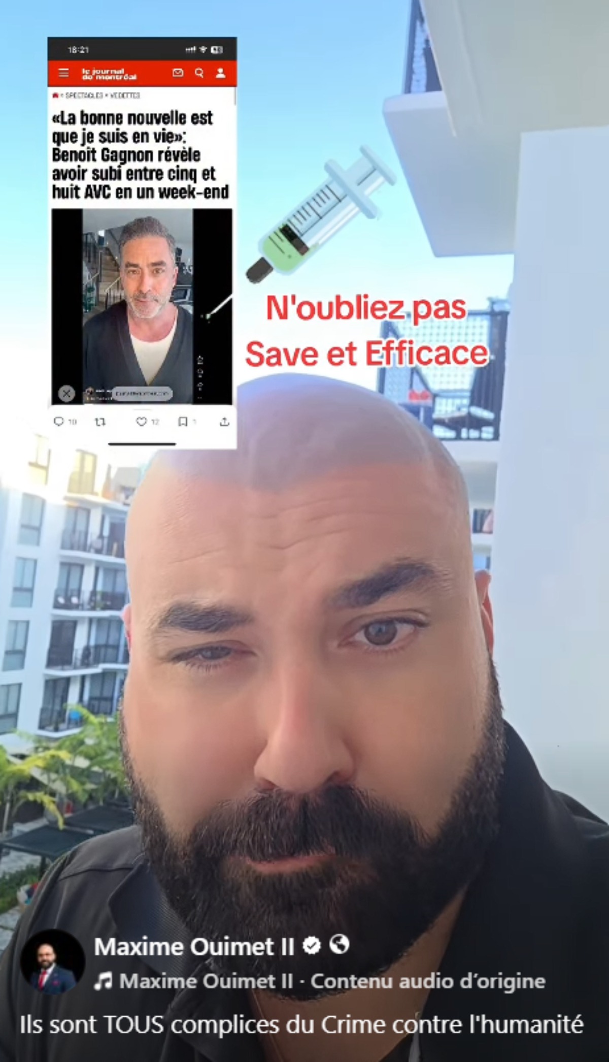 Ancien policier se moque de AVC Benoit Gagnon