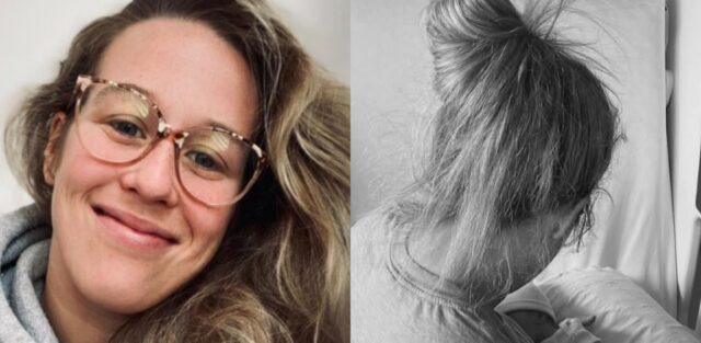 Marianne St-Gelais montre les photos de son départ de l’hôpital avec ses jumelles