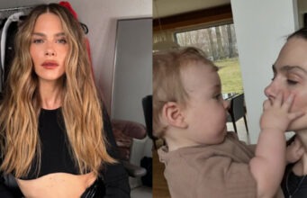 Maripier Morin montre les cheveux bouclés de son fils Henri