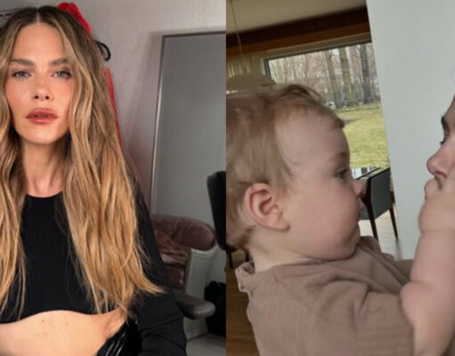 Maripier Morin montre les cheveux bouclés de son fils Henri