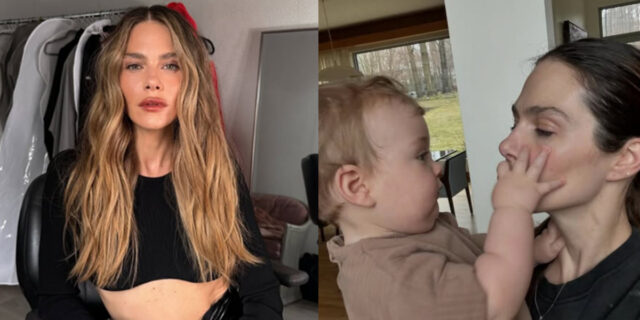 Maripier Morin montre les cheveux bouclés de son fils Henri