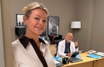 Caroline Néron partage une image avec Normand D’Amour dans les coulisses de STAT STAT Claude Coupal