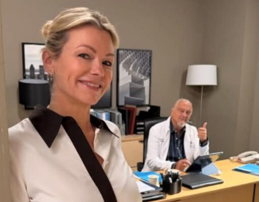 Caroline Néron partage une image avec Normand D’Amour dans les coulisses de STAT STAT Claude Coupal