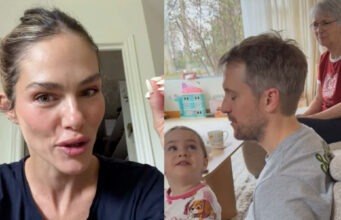 Maripier Morin montre les images de son activité en famille improvisée