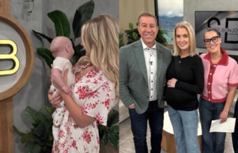 Pascale Robitaille présente son petit Jules sur le plateau de Salut Bonjour