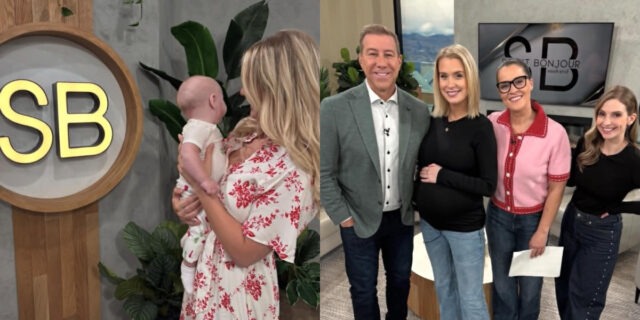 Pascale Robitaille présente son petit Jules sur le plateau de Salut Bonjour