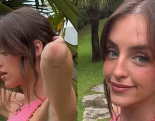 Alicia Moffet crée une tonne de réactions avec ses photos en robe rose