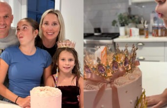 Maïka Desnoyers célèbre la fête de sa fille et montre le gâteau 7 ans livia