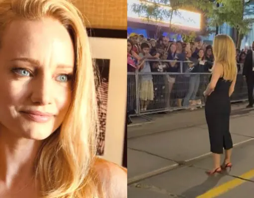Laurence Leboeuf pose sur le tapis rouge et plusieurs parlent de sa robe